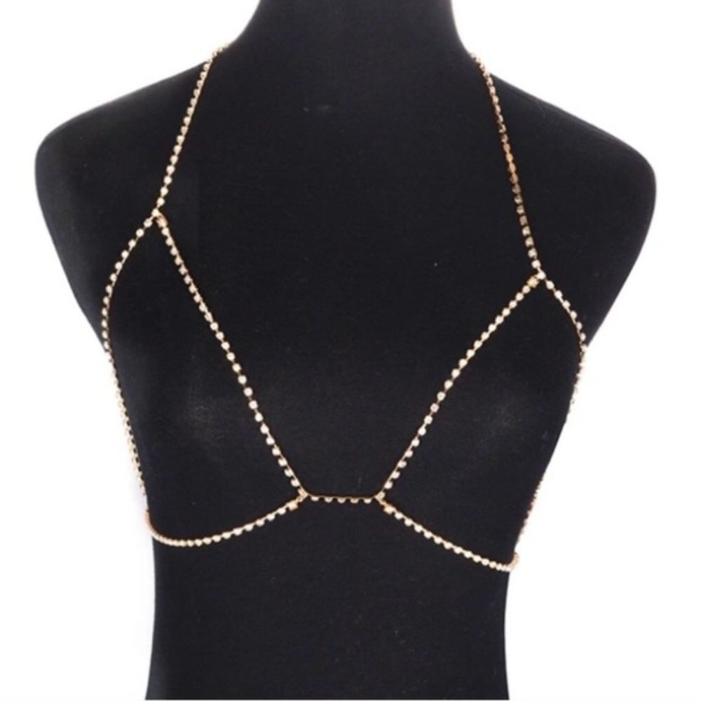 Crystal Rhinestone Body Chain Bralette - Picture 3 of 7